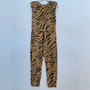 Wayf Jumpsuit Tiger Print Hayden Padded Shoulder drawstring waist Spandex Small